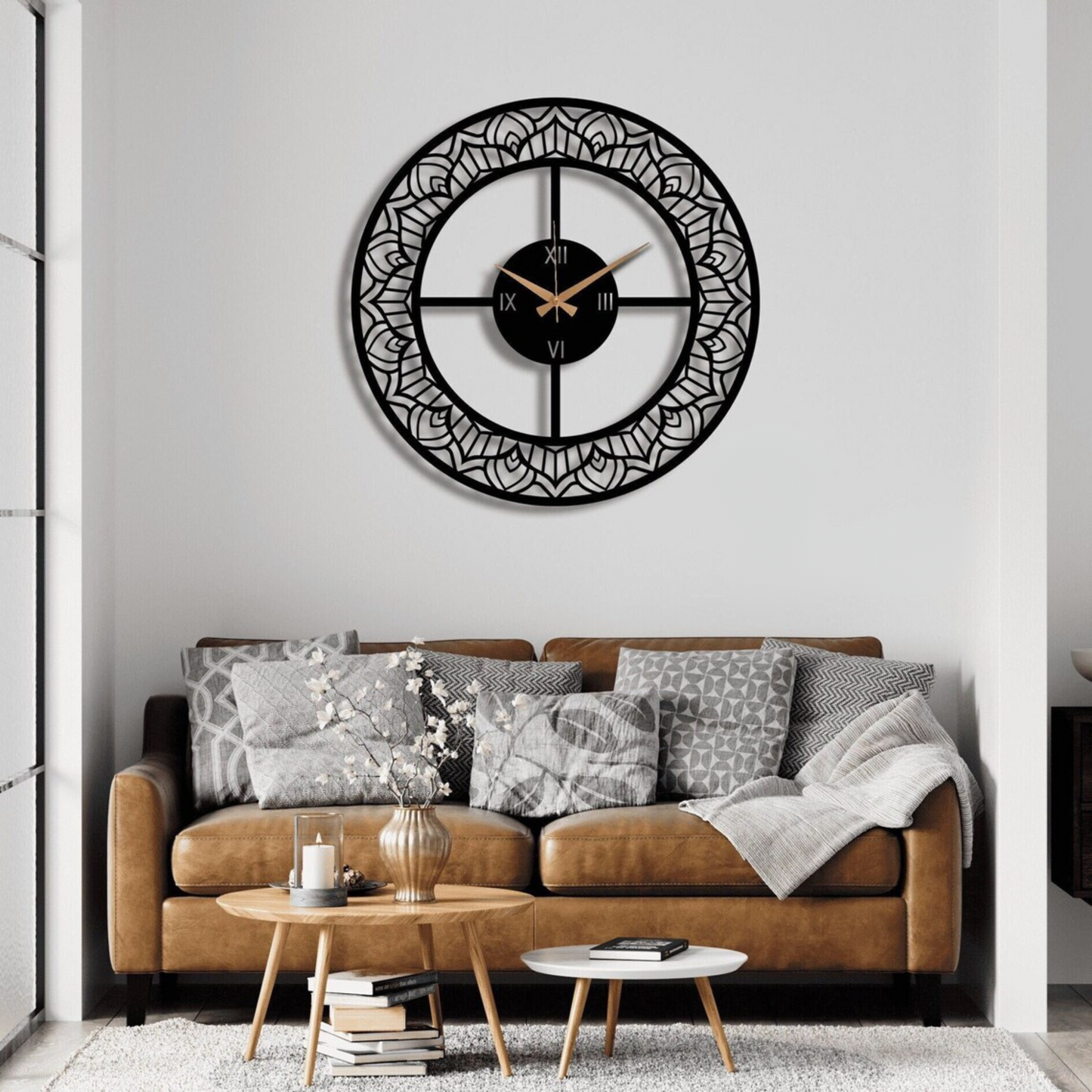 luxury black metal wall clock elegant home décor modern statement piece