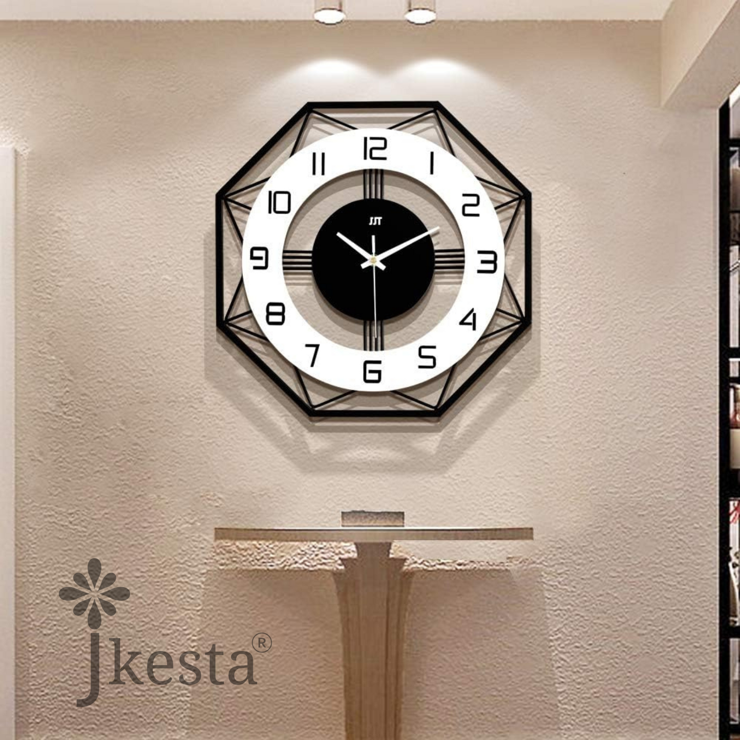 modern black metal wall clock unique roman numeral design contemporary home & office décor