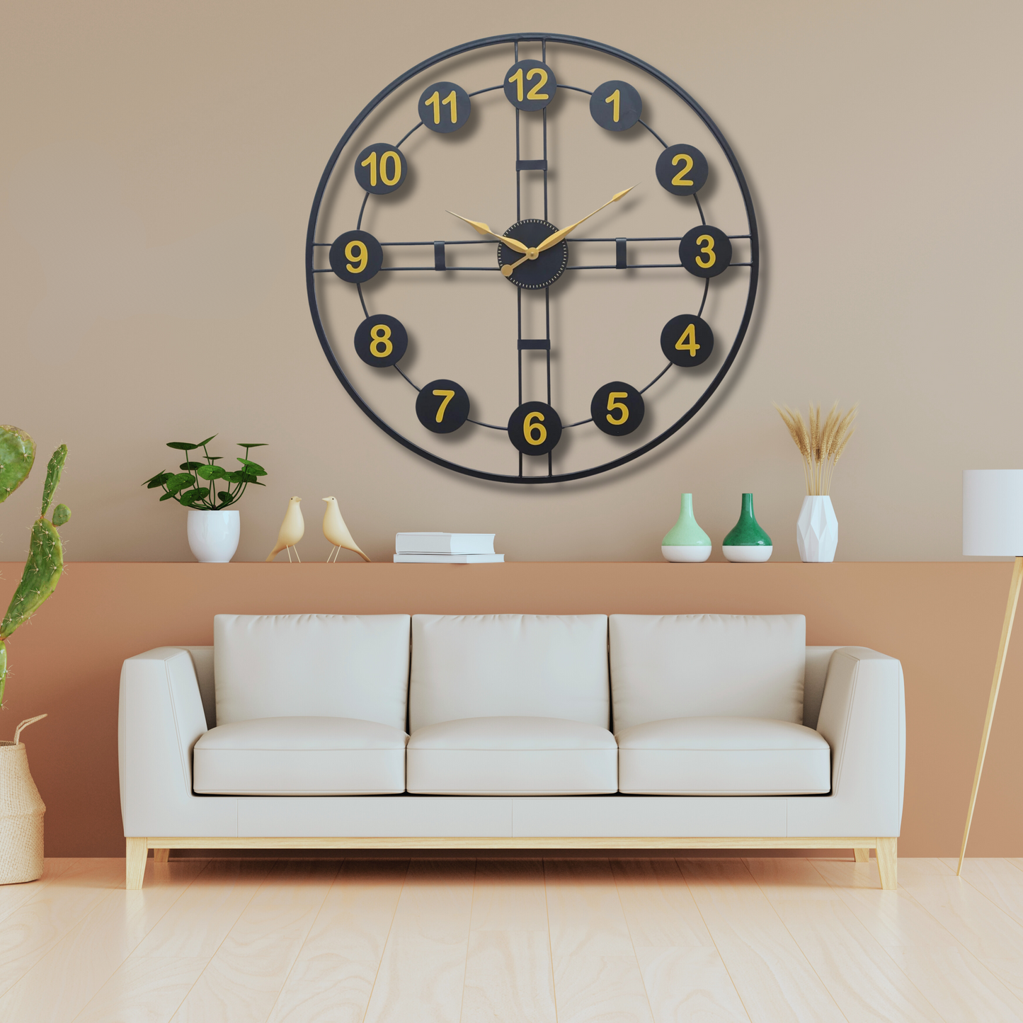 elegant black & gold oversized wall clock