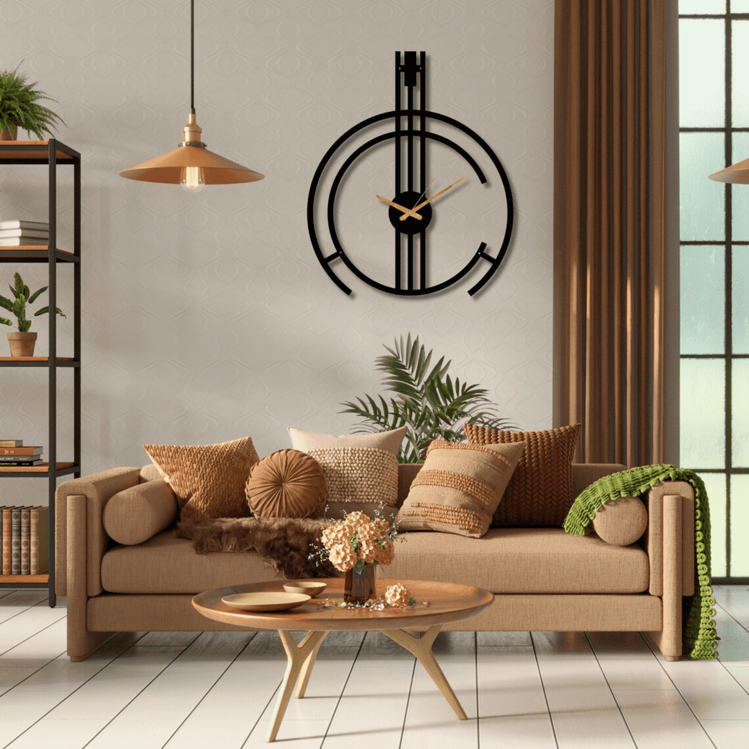 contemporary black metal wall clock – minimalist industrial design