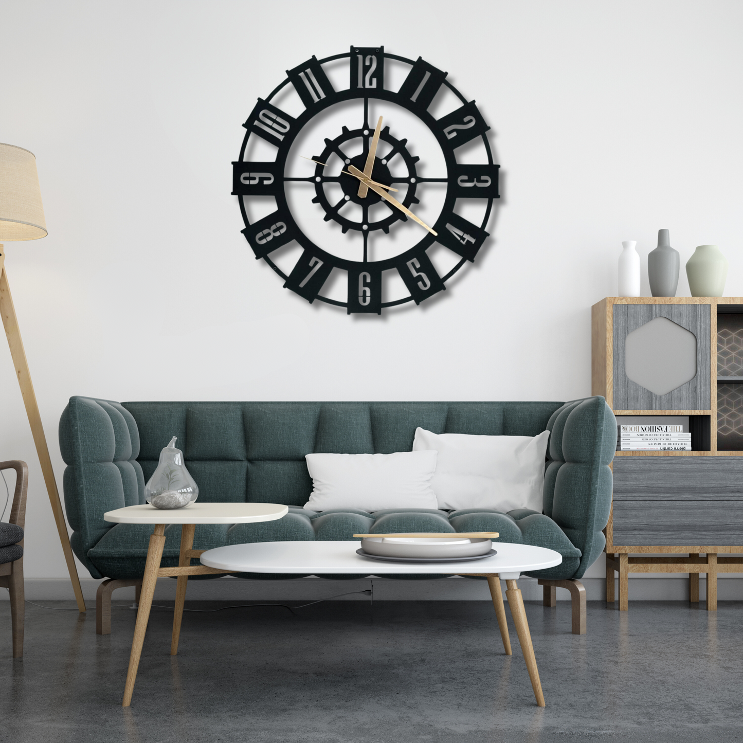 contemporary black metal wall clock – minimalist industrial design