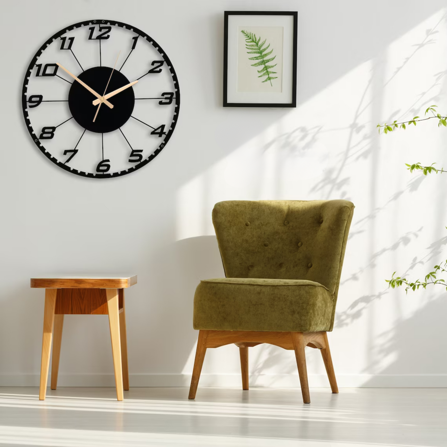 industrial metal wall clock – large open-frame gear-inspired design