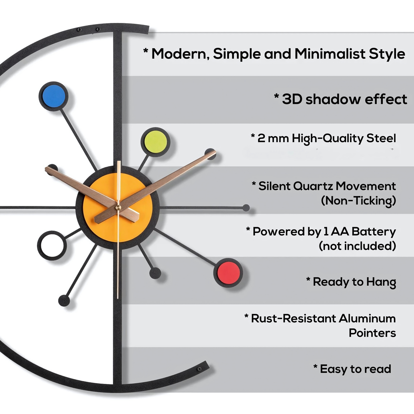 morden metal wall clock for living room bedroom office kitchen stylish analog wall clock for home and hall designer big size modern