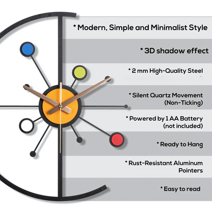 Morden Metal Wall Clock for Living Room Bedroom Office Kitchen Stylish Analog Wall Clock for Home and Hall Designer Big Size Modern