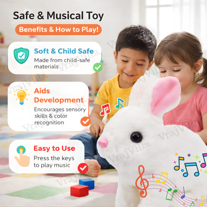 Musical Plush Bunny Toy for Kids – Soft Singing Rabbit Toy with Sound, Cute Baby Musical Soft Toy for Toddlers & Gifts